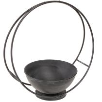 Artikel Skål med fod dekorativ ring metal antracit H29cm 2stk