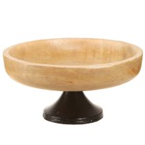 Artikel Skål med fod træ metal natursort Ø20cm H10cm