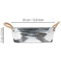 Artikel Oval skål 35 cm x 21,5 cm H 11,5 cm, blank zink