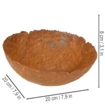 Artikel Rund metalskål med rustlignende tekstureret overflade, 20 cm