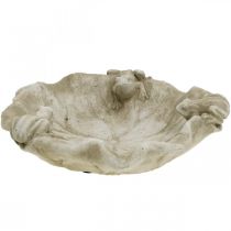 Fuglebad med frøer, beton havefigur, fuglebad lotusblad B21cm H7cm