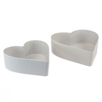 Skål hjerte plast dekorativ skål hvid grå 24/21 cm sæt af 2