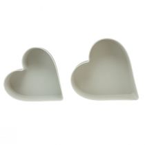 Artikel Skål hjerte plast dekorativ skål hvid grå 24/21 cm sæt af 2