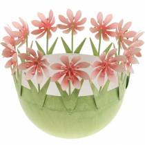 Artikel Planteskål, forårsdekoration, metalskål med blomsterdekoration, påskekurv