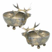 Artikel Skål med rensdyrhoved gyldent vintage look metal Ø9,5cm 2stk