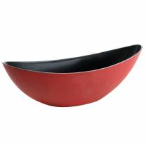 Dekorativ skål oval rød, sort 38,5cm x 12,5cm H10cm