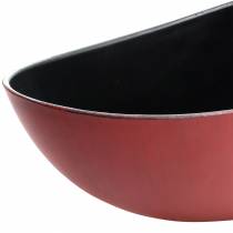 Dekorativ skål oval rød, sort 38,5cm x 12,5cm H10cm