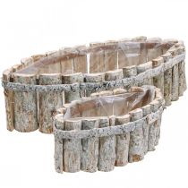 Planteskål, plantekasse af træ, jardiniere L37,5/28cm H10/9cm sæt med 2 stk.