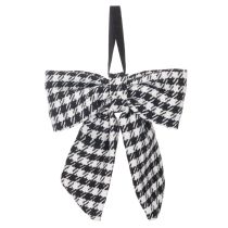 Artikel Stofsløjfe med broche og ophæng, ternet, 24 cm, 2 stk.