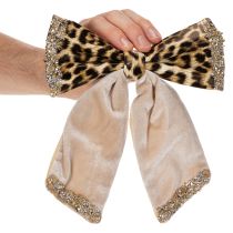 Artikel Dekorativ sløjfe med dyreprint leopardmønster 20 cm 3 stk.