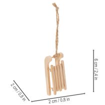 Artikel Dekorativ slæde til ophængning på juletræ, 6 cm, 6 stk.