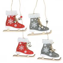 Et par skøjter til at hænge, vinterdekoration, julevedhæng, trædekoration rød / grå L50cm 4stk