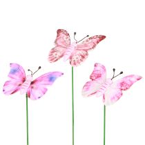 Artikel Sommerfugl pyntestik træ pink pink 8x5,5cm 18 stk