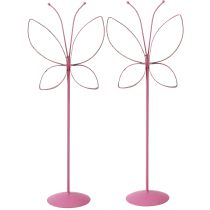 Artikel Sommerfugl Metal Dekoration Spring Fuchsia Guld H35cm 2 stk
