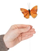 Artikel Dekorative sommerfugle på tråd til farverig bordpynt, 7 cm, 12 stk.