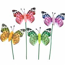 Dekorativ sommerfugl på pind Blomsterstik Forårsdekoration 16 stk