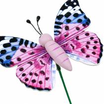 Dekorativ sommerfugl på pind Blomsterstik Forårsdekoration 16 stk