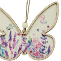 Artikel Butterfly træ dekorativ bøjle linned 11,5x9,5cm 6stk