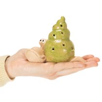 Artikel Keramisk dekorativ snegl med LED-belysning. Sjov borddekoration til hjemmet og altanen. 12 cm, 2 stk.