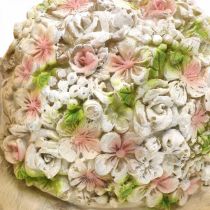 Snegl med blomsterdekoration, havedyr, pyntesnegl, sommerdekoration brun/pink/grøn H13,5cm L19cm