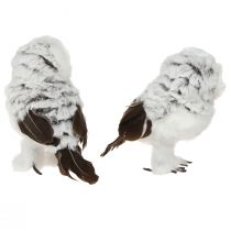 Artikel Sneugle Dekorativ Figur, Uglepar, Hvid og Brun, 12 cm Høj, 2 Stk.