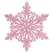 Artikel Snefnug træ 8-12cm pink/hvid 12stk.