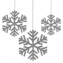 Snowflake sølv til hængende Ø8cm - Ø12cm 9stk