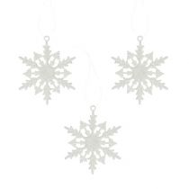 Snefnug til at hænge 7cm hvid med glitter 36stk
