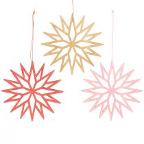Artikel Snefnug dekoration træ træ dekorationer orange 15cm 8 stk