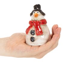 Artikel Snemandsfigur med rødt tørklæde, juledekoration, 10 cm
