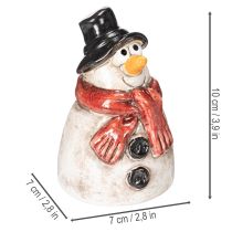 Artikel Snemandsfigur med rødt tørklæde, juledekoration, 10 cm