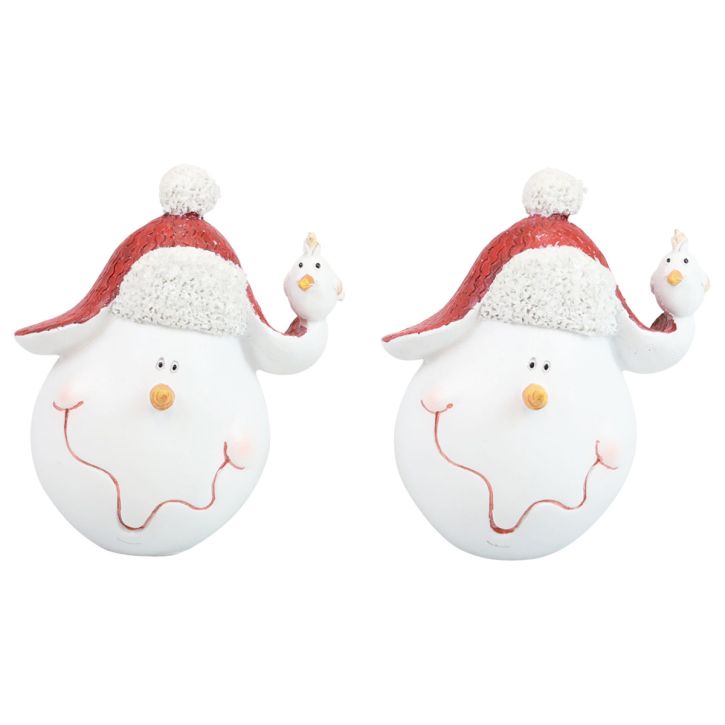 Bordpynt juledekoration snemand med hat H13cm 2stk