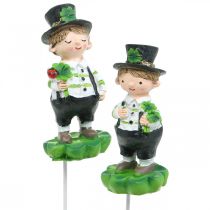 Skorstensfejer med kløver, stik til nytårsaften, lykkebringer, St Patricks Day L27cm 4stk