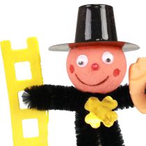 Artikel Skorstensfejer blomsterpæl dekoration, nytårsaften lykkebringer, 17 cm, 24 stk.