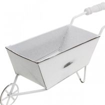 Mini trillebør, borddekoration, sommerdekoration shabby chic brun, hvid H7,5cm L25cm