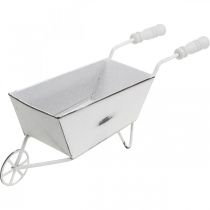 Mini trillebør, borddekoration, sommerdekoration shabby chic brun, hvid H7,5cm L25cm