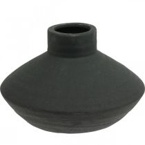 Sort keramik vase dekorativ vase flad løgformet H12,5cm