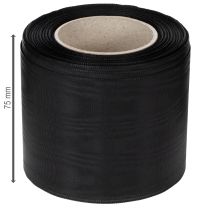 Artikel Sort kransbånd 75mm 25m - acetat sørgebånd til båndtryk og dekoration