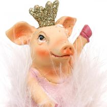Deco gris med krone ballerina figur pink 12,5cm 2stk