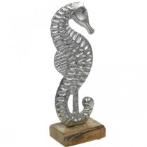 Søhest at placere, havdekoration lavet af metal, maritim skulptur sølv, naturlige farver H22cm