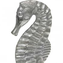 Søhest at placere, havdekoration lavet af metal, maritim skulptur sølv, naturlige farver H22cm