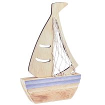 Artikel Sejlbådsdekorationsstativ træ natur lyseblå 25,5×16,5cm 3 stk