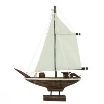Artikel Sejlbådsdekoration skib fyrretræ brun 22,5×4×29cm