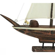 Artikel Sejlbådsdekoration skib fyrretræ brun 22,5×4×29cm