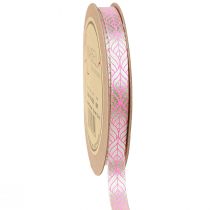 Artikel Silkebånd blade gavebånd beige pink 10mm 20m