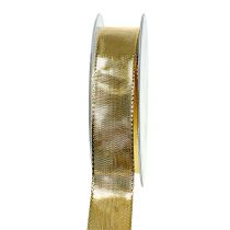 Gavebånd guld med trådkant 25mm 25m