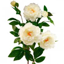 Silke blomst pæon kunstig creme hvid 135cm