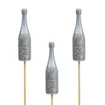 Artikel Champagneflaskeprop 7cm med glimmer L30cm 8 stk