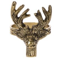 Artikel Metal servietring med hjortehoved i guldlook, 6 cm, 4 stk.