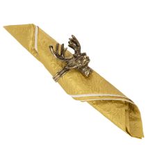 Artikel Metal servietring med hjortehoved i guldlook, 6 cm, 4 stk.